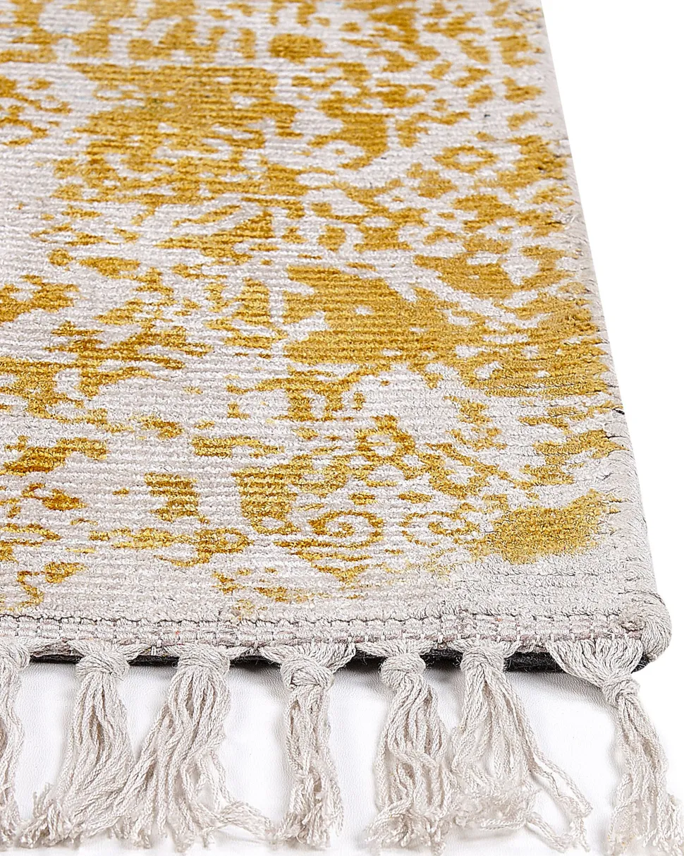 Tapete Em Viscose Amarelo E Creme 160 X 230 Cm Boyali