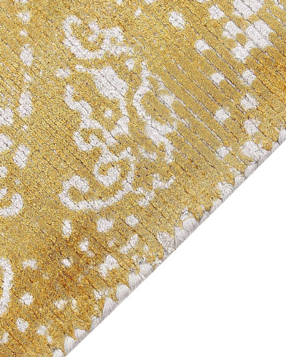 Tapete Em Viscose Amarelo E Creme 160 X 230 Cm Boyali