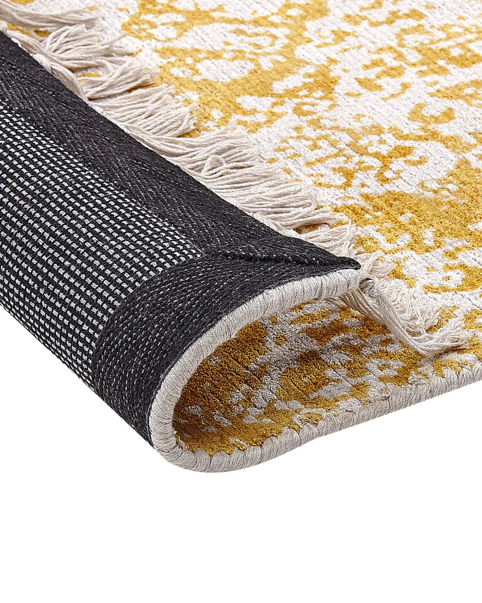 Tapete Em Viscose Amarelo E Creme 160 X 230 Cm Boyali