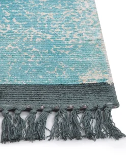 Tapete Em Viscose Azul E Creme 160 X 230 Cm Akarsu