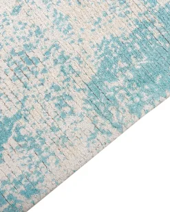 Tapete Em Viscose Azul E Creme 160 X 230 Cm Akarsu