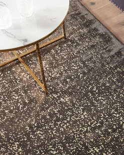 Tapete Em Viscose Cinzenta Escura E Dourada 160 X 230 Cm Esel