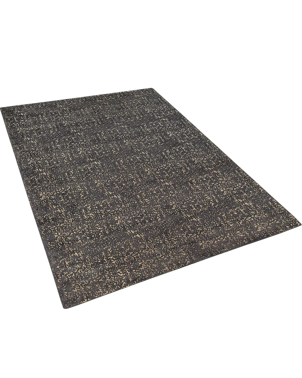 Tapete Em Viscose Cinzenta Escura E Dourada 160 X 230 Cm Esel