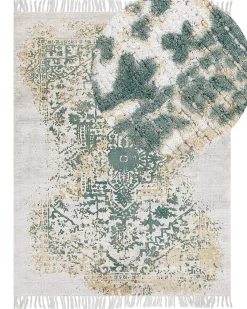Tapete Em Viscose Creme E Verde 160 X 230 Cm Boyali