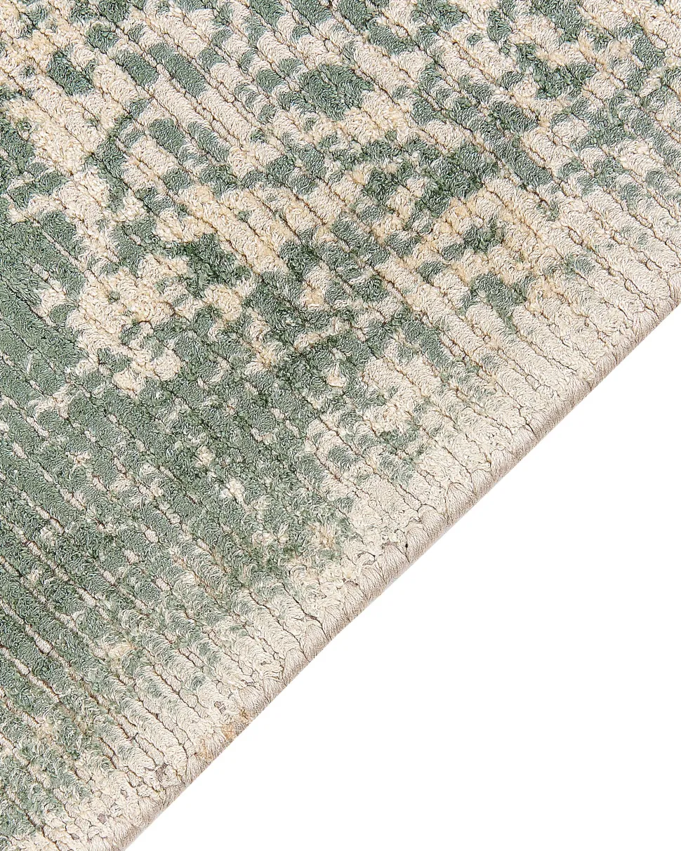 Tapete Em Viscose Verde E Creme 160 X 230 Cm Akarsu
