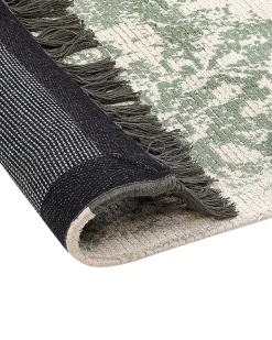 Tapete Em Viscose Verde E Creme 160 X 230 Cm Akarsu