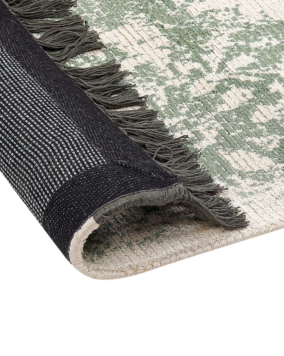 Tapete Em Viscose Verde E Creme 160 X 230 Cm Akarsu