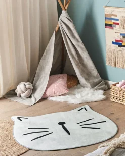Tapete Infantil Com Desenho De Gato Cinzento 100 Cm Kitty