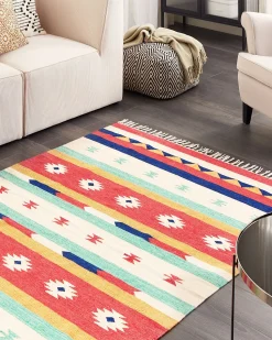 Tapete Kilim Em Algodao Multicolor 140 X 200 Cm Margara