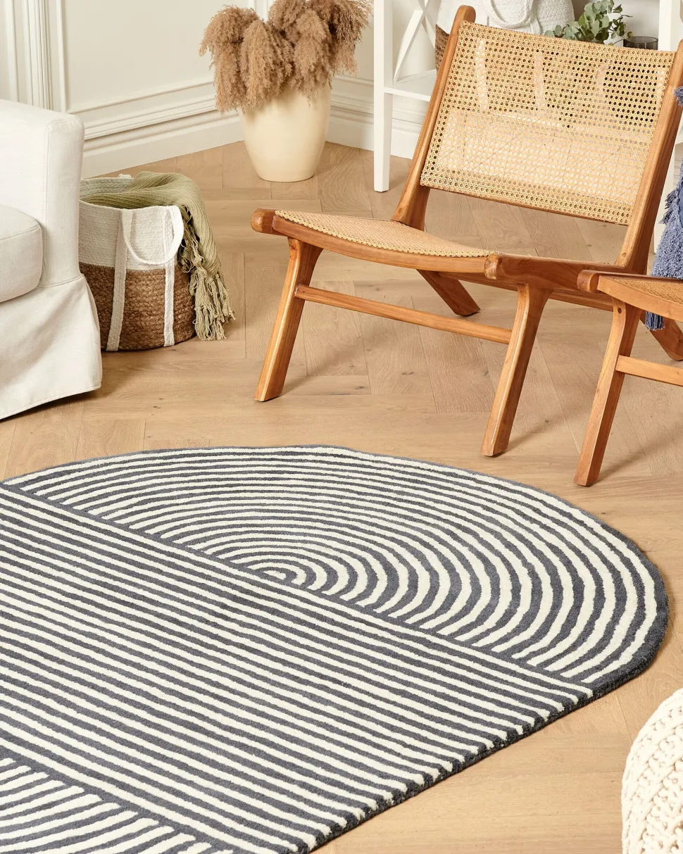 Tapete Oval De La Branco E Cinzento Grafite 140 X 200 Cm Kweta