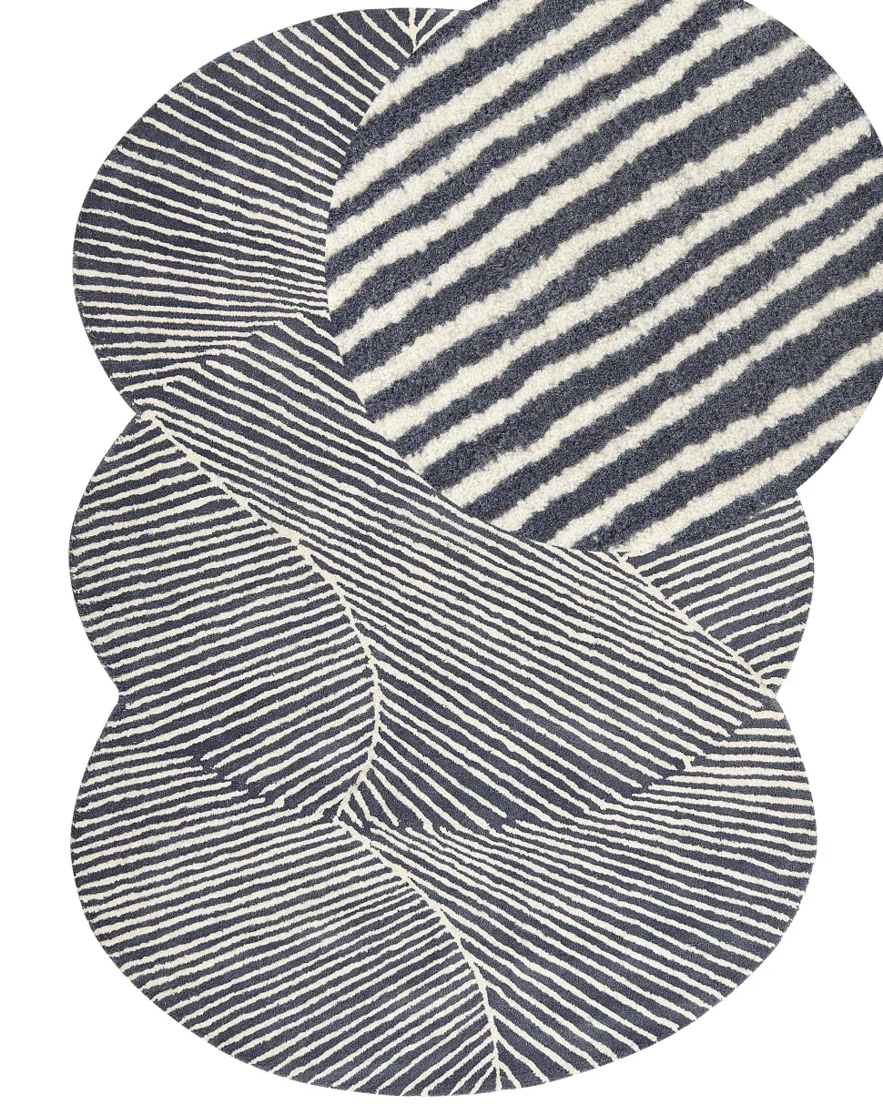 Tapete Oval De La Branco E Cinzento Grafite 140 X 200 Cm Zabol