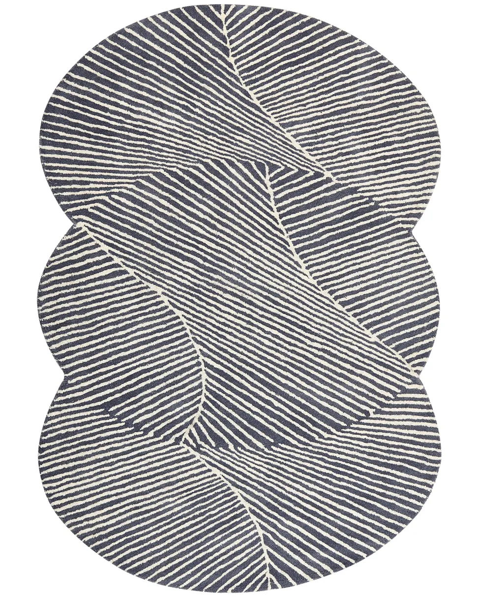 Tapete Oval De La Branco E Cinzento Grafite 140 X 200 Cm Zabol