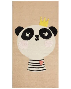 Tapete Para Criancas Em Algodao Creme Com Impressao De Panda 80 X 150 Cm Bunan