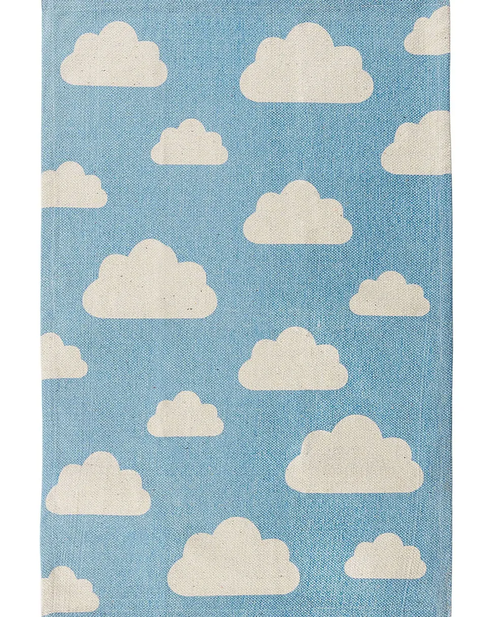 Tapete Para Criancas Em Algodao Azul E Branco 60 X 90 Cm Gwalijar