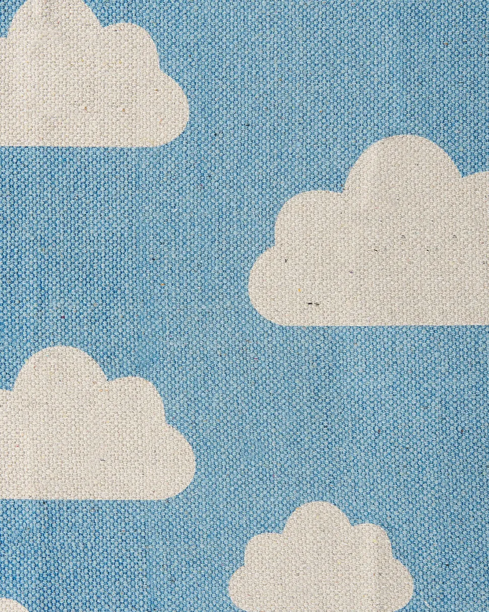 Tapete Para Criancas Em Algodao Azul E Branco 60 X 90 Cm Gwalijar