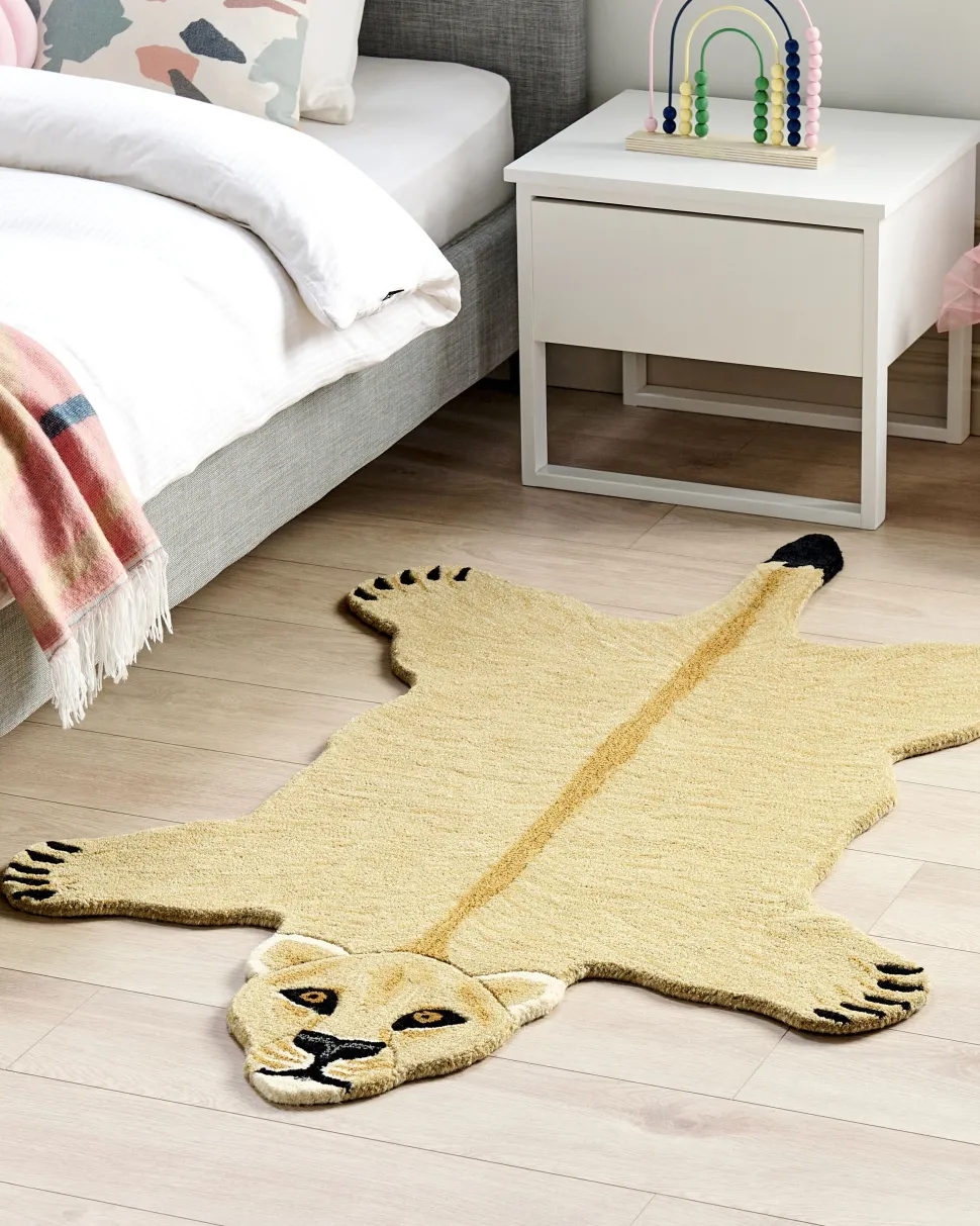 Tapete Para Criancas Em La Creme Impressao De Leoa 100 X 160 Cm Sarabi