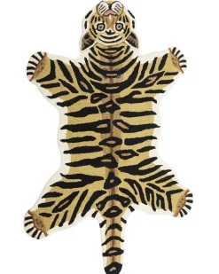 Tapete Para Criancas Em La Creme E Preta Impressao De Tigre 100 X 160 Cm Shere