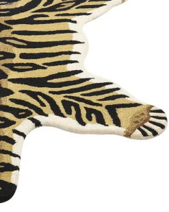 Tapete Para Criancas Em La Creme E Preta Impressao De Tigre 100 X 160 Cm Shere