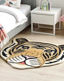 Tapete Para Criancas Em La Creme Impressao De Tigre 120 X 110 Cm Parker