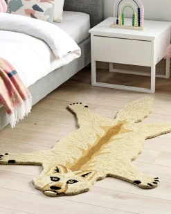 Tapete Para Criancas Em La Creme Impressao De Lobo 100 X 160 Cm Balto