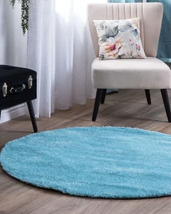 Tapete Redondo Azul Claro 140 Cm Demre