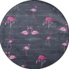 Tapete Redondo Com Padrao De Flamingo 120 Cm Kerte