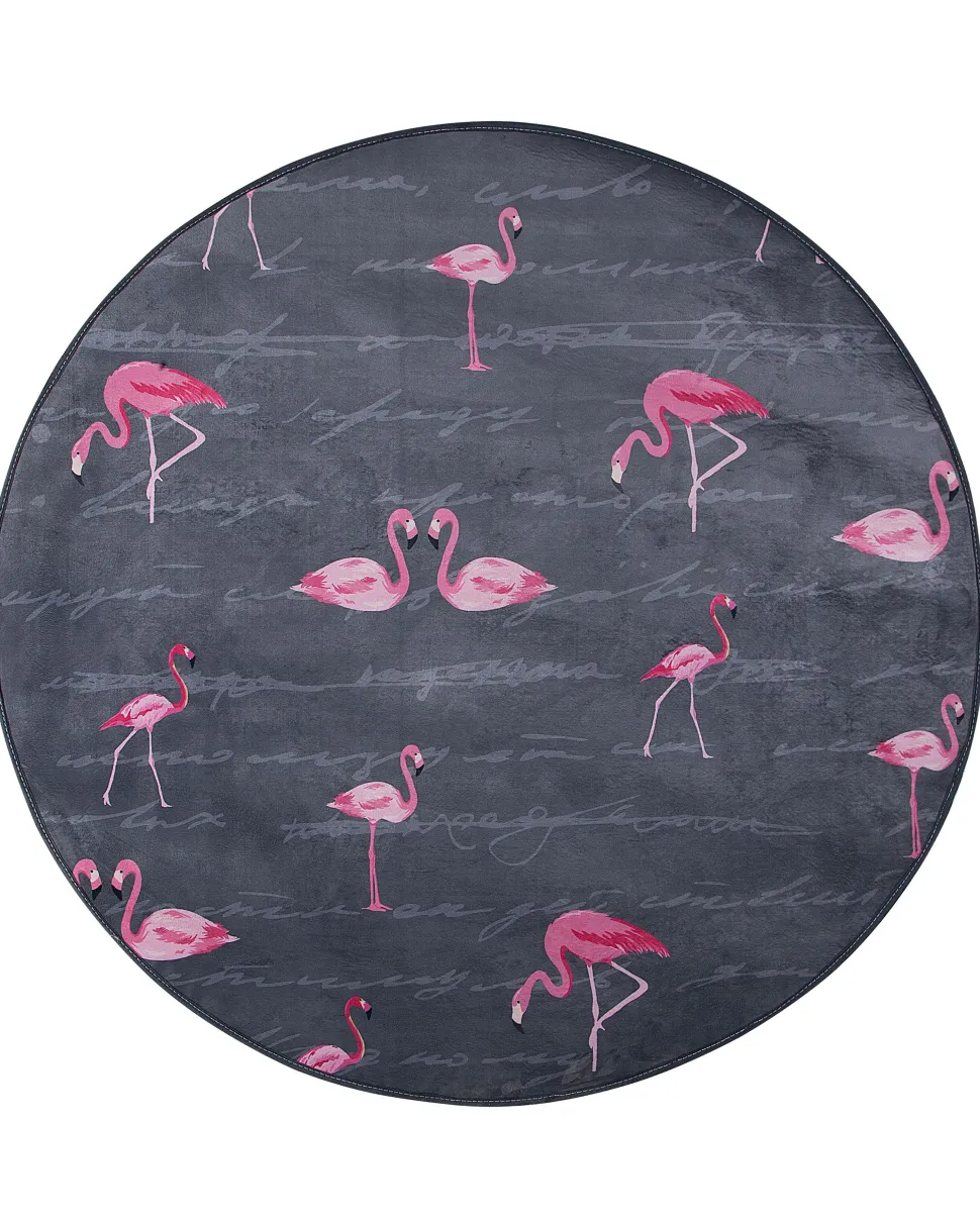 Tapete Redondo Com Padrao De Flamingo 120 Cm Kerte