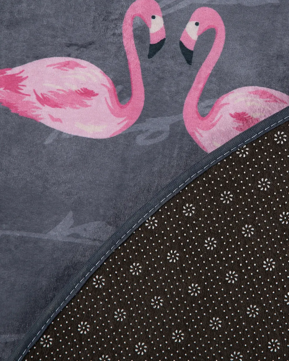 Tapete Redondo Com Padrao De Flamingo 120 Cm Kerte
