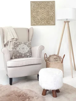 Tapete Redondo Creme Claro 140 Cm Demre