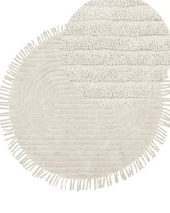 Tapete Redondo De Algodao Creme 140 Cm Halfeti