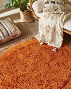 Tapete Redondo De Algodao Laranja 140 Bitlis