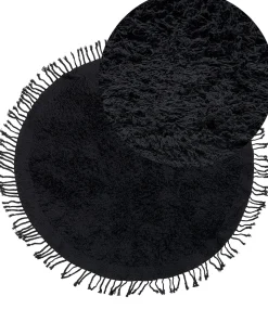 Tapete Redondo De Algodao Preto 140 Bitlis