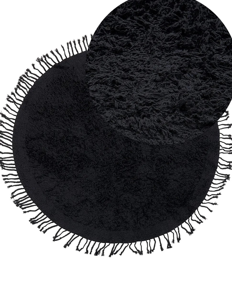 Tapete Redondo De Algodao Preto 140 Bitlis