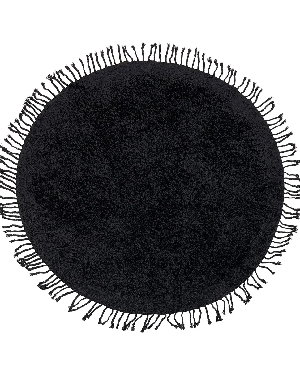 Tapete Redondo De Algodao Preto 140 Bitlis