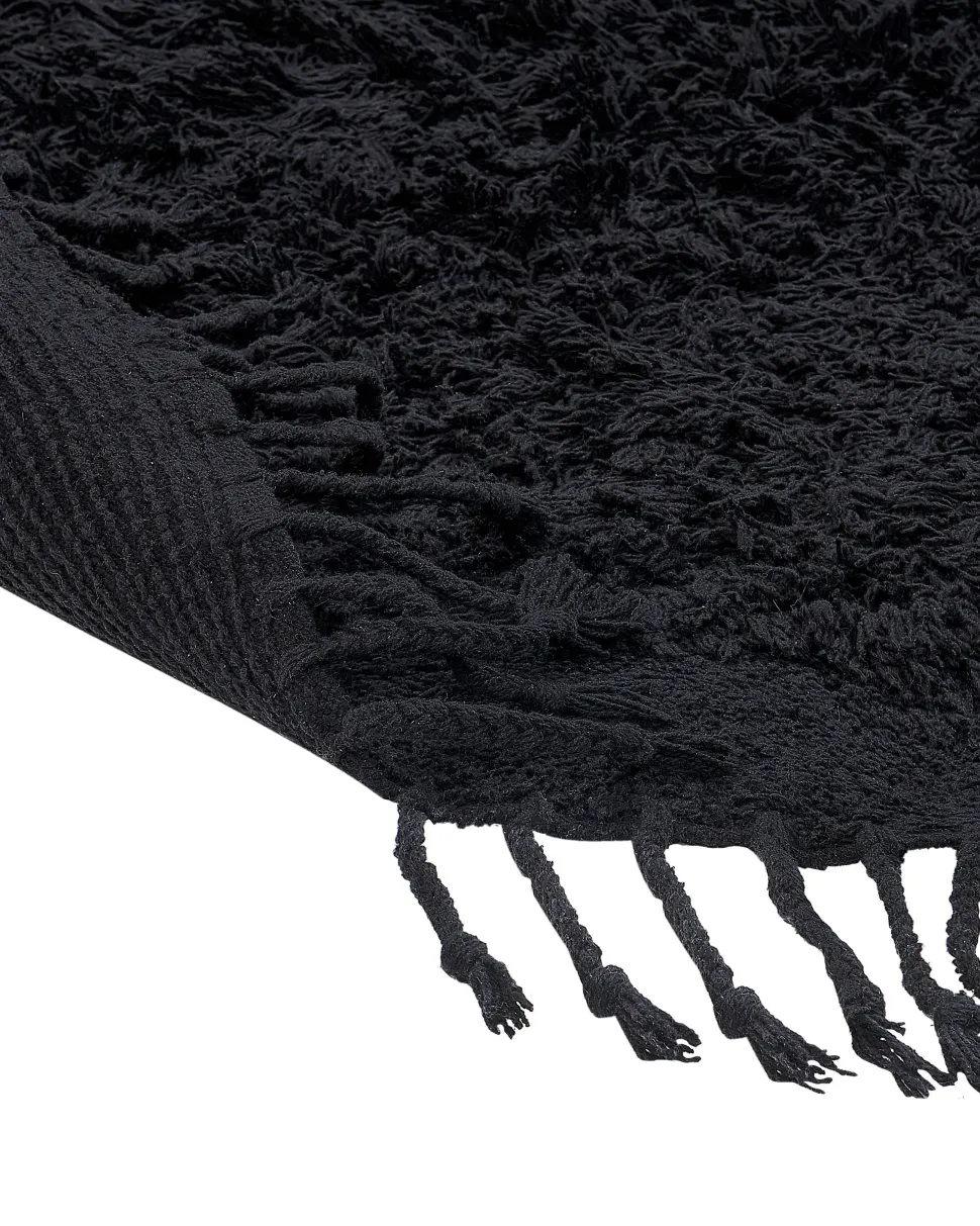 Tapete Redondo De Algodao Preto 140 Bitlis