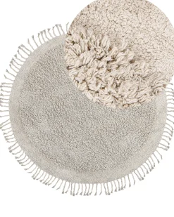 Tapete Redondo De Algodao Creme 140 Cm Bitlis