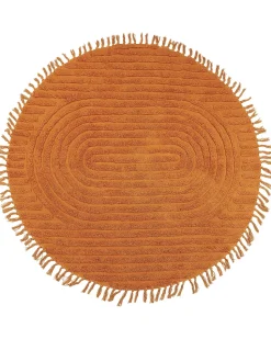 Tapete Redondo De Algodao Laranja 140 Cm Halfeti