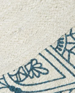 Tapete Redondo De Juta Azul 120 Cm Anadere