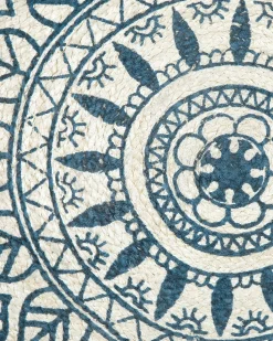 Tapete Redondo De Juta Azul 120 Cm Anadere