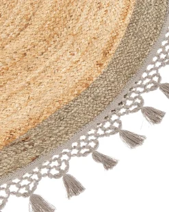 Tapete Redondo De Juta Creme E Cinzenta 140 Cm Marts
