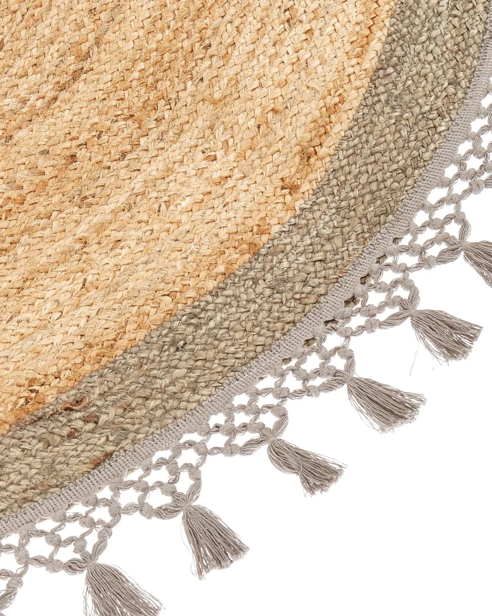 Tapete Redondo De Juta Creme E Cinzenta 140 Cm Marts