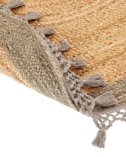 Tapete Redondo De Juta Creme E Cinzenta 140 Cm Marts
