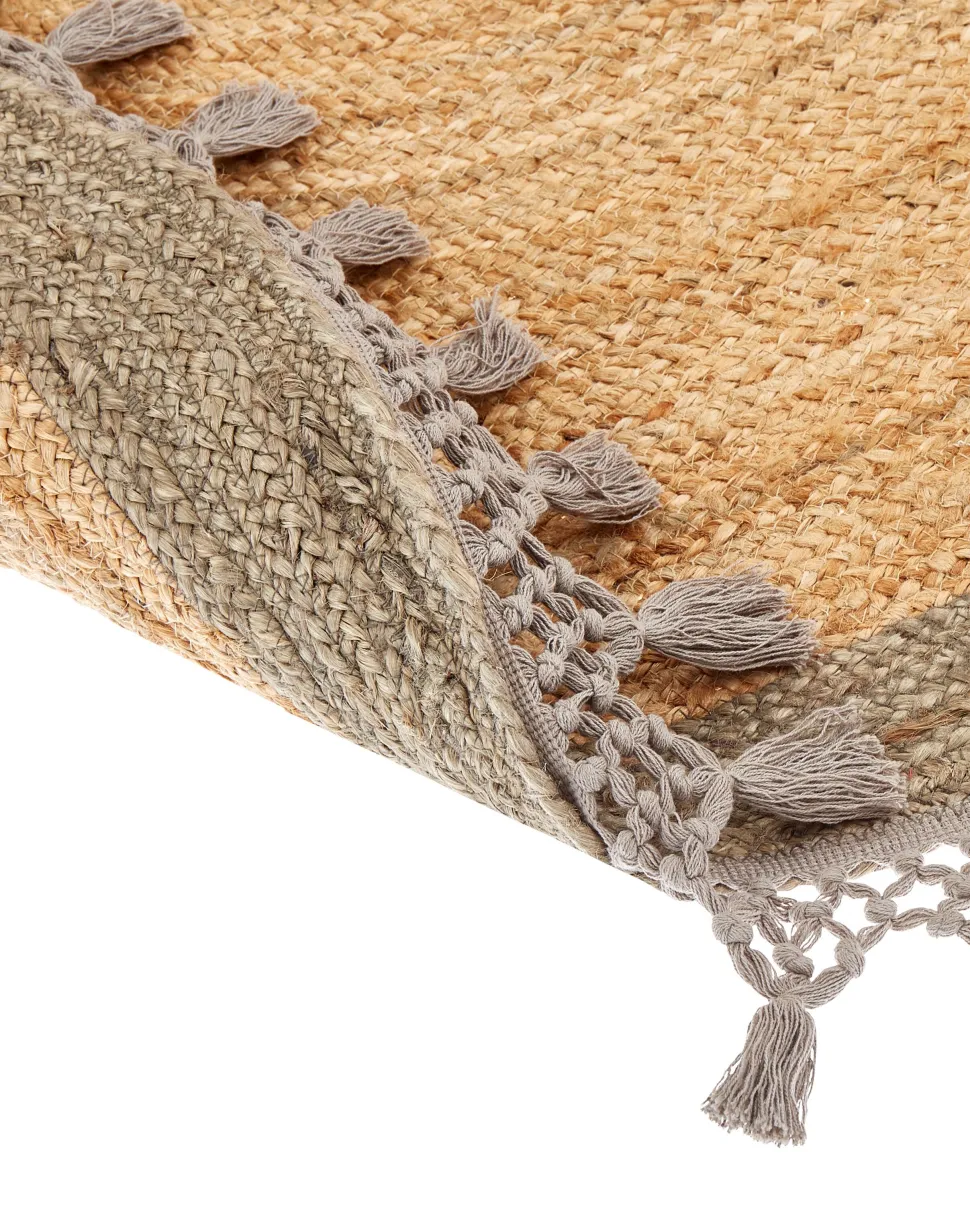 Tapete Redondo De Juta Creme E Cinzenta 140 Cm Marts