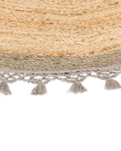 Tapete Redondo De Juta Creme E Cinzenta 140 Cm Marts