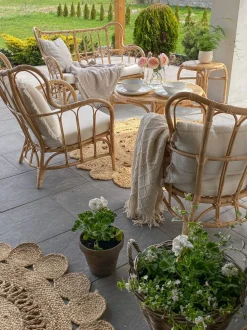 Tapete Redondo De Juta Creme 140 Cm Laleli