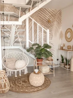 Tapete Redondo De Juta Creme 140 Cm Kerer