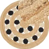 Tapete Redondo De Juta Creme E Preta 140 Cm Hovit