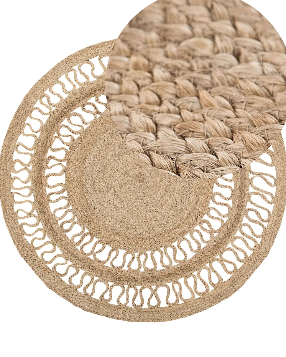 Tapete Redondo De Juta Creme O 120 Cm Dikili
