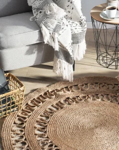 Tapete Redondo De Juta Creme O 120 Cm Dikili