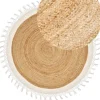 Tapete Redondo De Juta Creme E Branca 140 Cm Marts